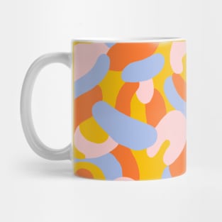 Colorful abstract swirls pattern in orange, yellow, pink and blue Mug